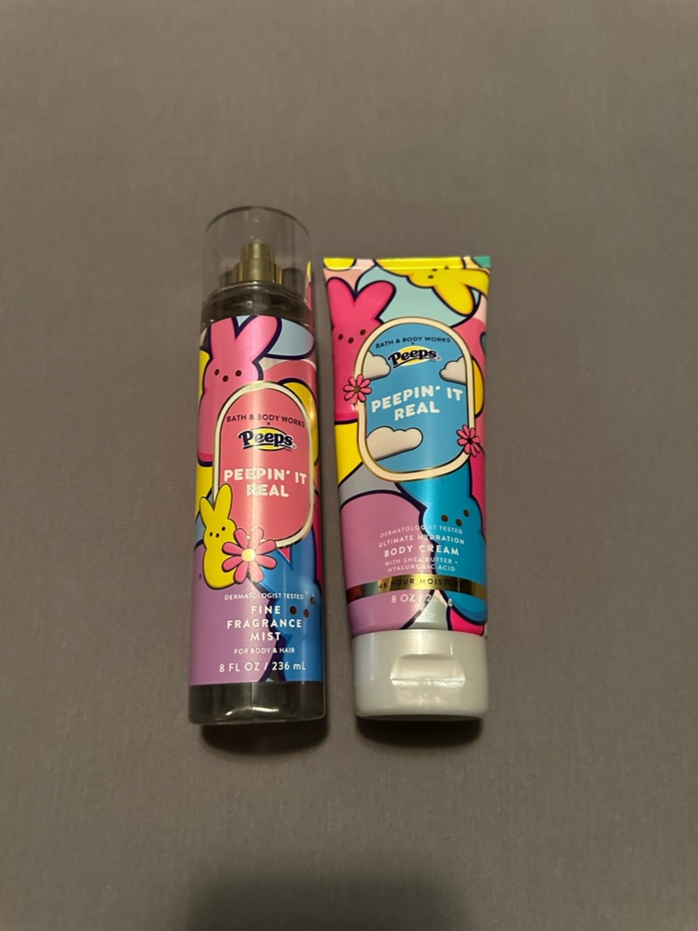 Bath & Body Works Peeps Peepin' It Real Pink Blue Yellow Body Cream & Mist